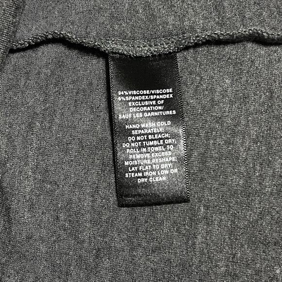 Lafayette 148 Rila Satin Trim Tee Size S Dark Gray Metallic Keyhole Long Sleeves - Picture 8 of 10